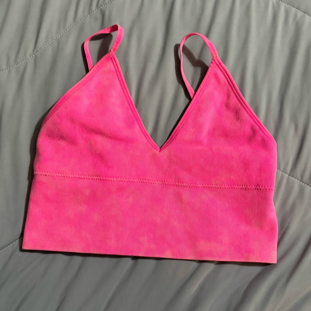 Vibrant Pink V-Neck Crop Top